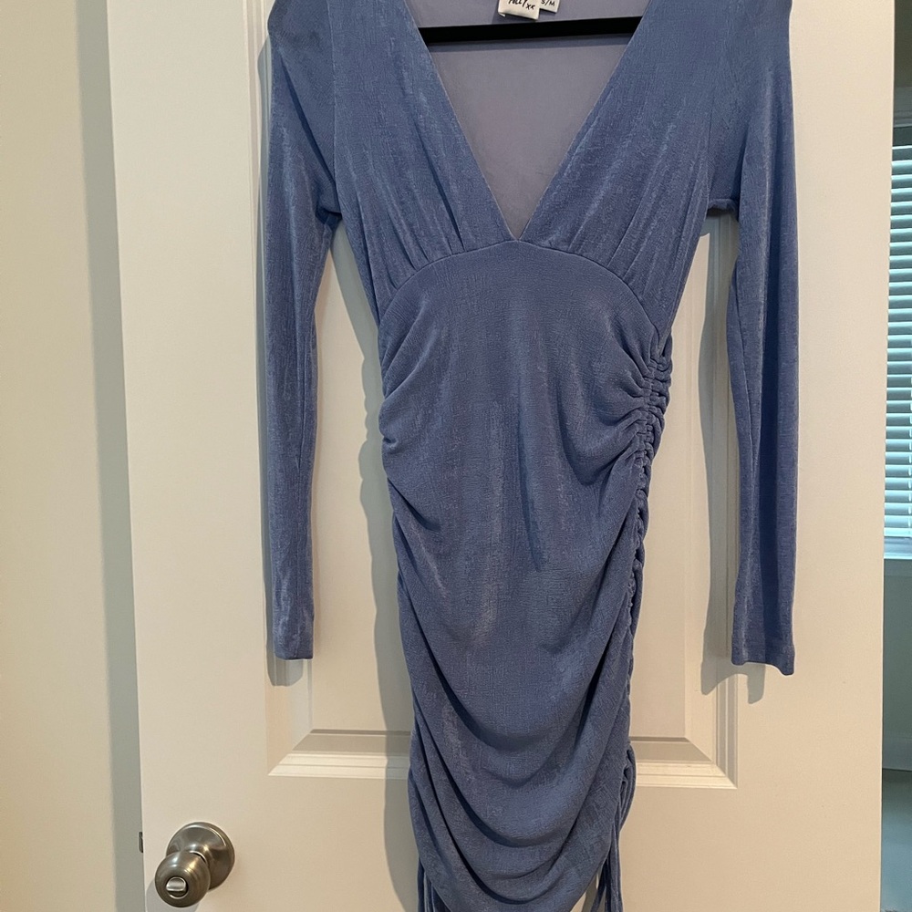 Princess Polly Dusty Blue Ruched Long Sleeve Dress